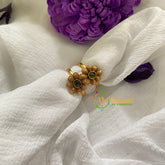 Premium AD Stone Toe Rings -Poky Flower-Green -G7546